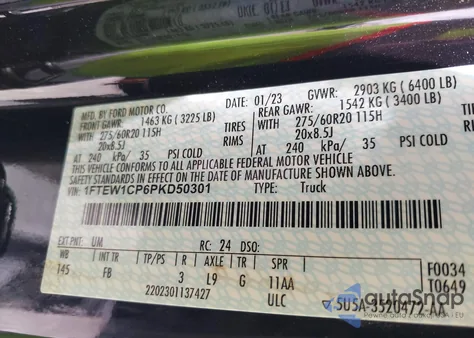 2023 Ford F150 Supercrew from USA, damaged, VIN 1FTEW1CP6PKD50301